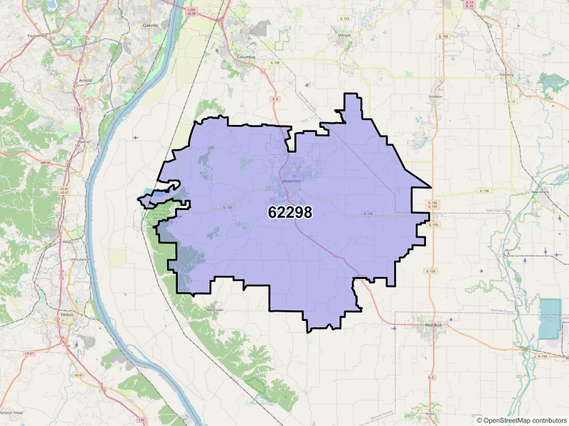 Map of ZIP Code 62298 — Waterloo, IL