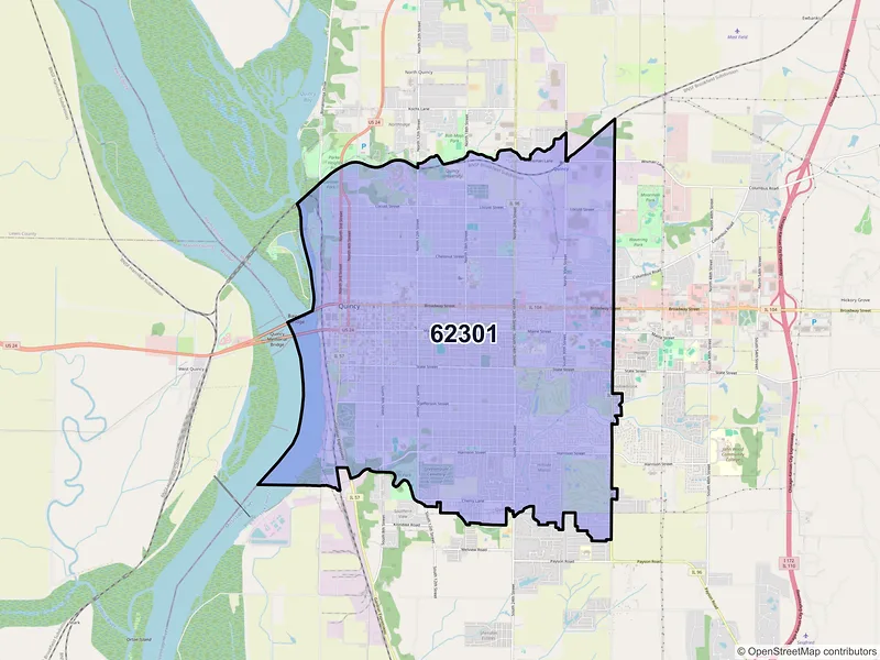 Map of ZIP Code 62301 — Quincy, IL