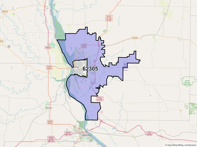 Map of ZIP Code 62305 — Quincy, IL