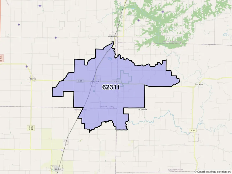 Map of ZIP Code 62311 — Augusta, IL