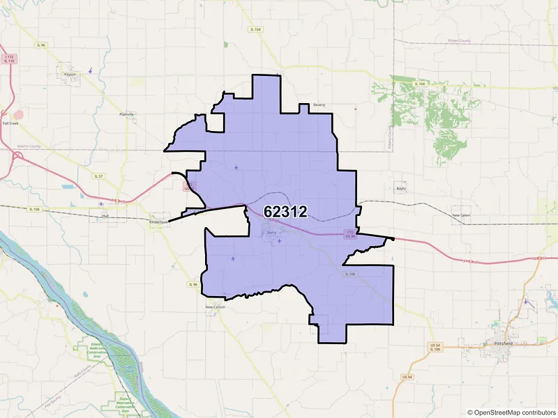 Map of ZIP Code 62312 — Barry, IL