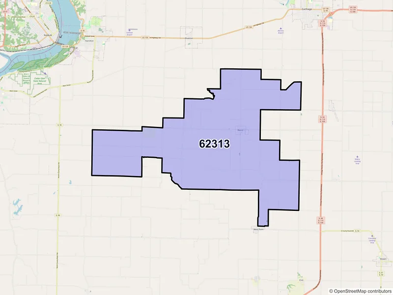 Map of ZIP Code 62313 — Basco, IL