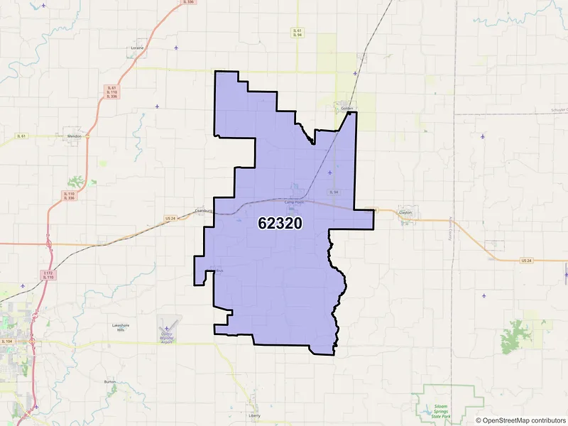 Map of ZIP Code 62320 — Camp Point, IL