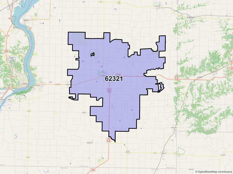 Map of ZIP Code 62321 — Carthage, IL