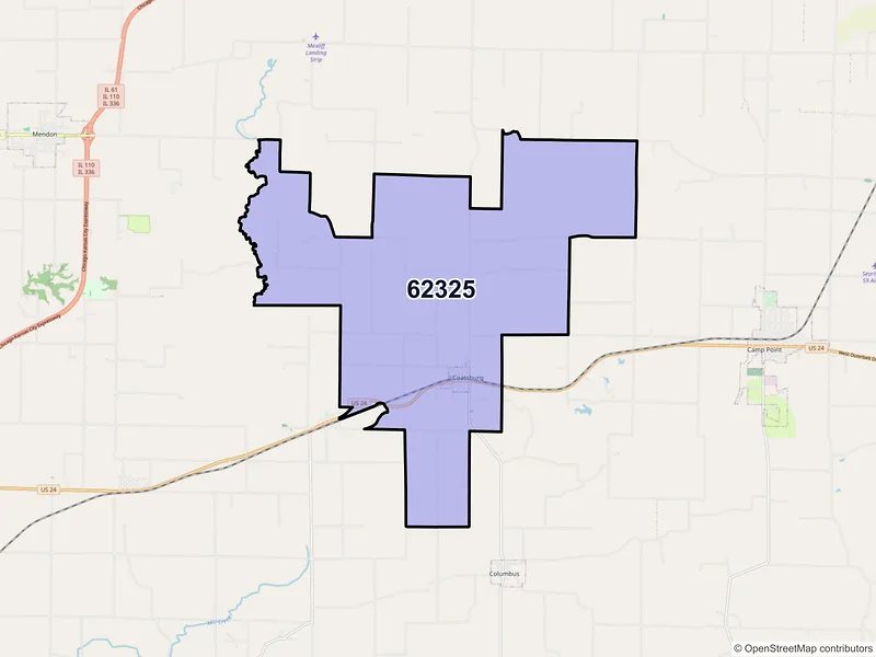 Map of ZIP Code 62325 — Coatsburg, IL
