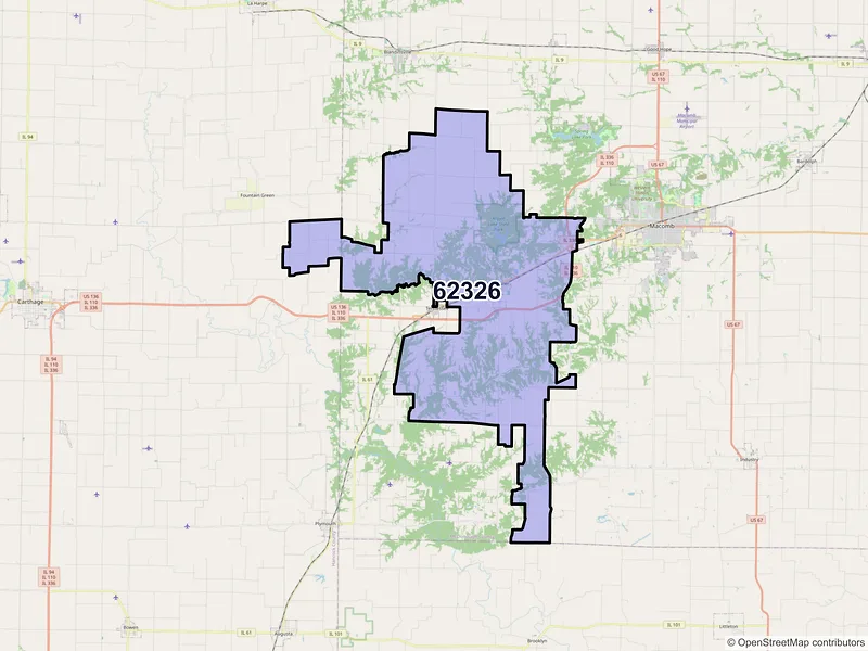 Map of ZIP Code 62326 — Colchester, IL
