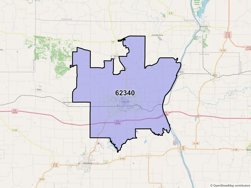 Map of ZIP Code 62340 — Griggsville, IL