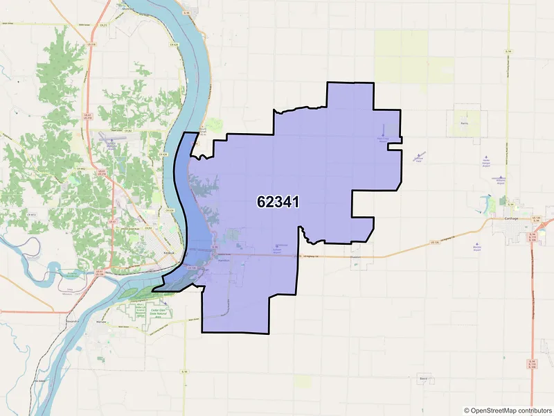 Map of ZIP Code 62341 — Hamilton, IL