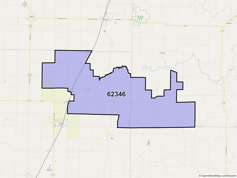Map of ZIP Code 62346 — La Prairie, IL