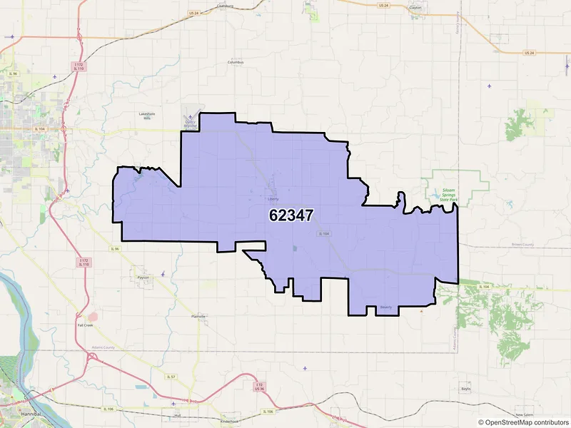 Map of ZIP Code 62347 — Liberty, IL