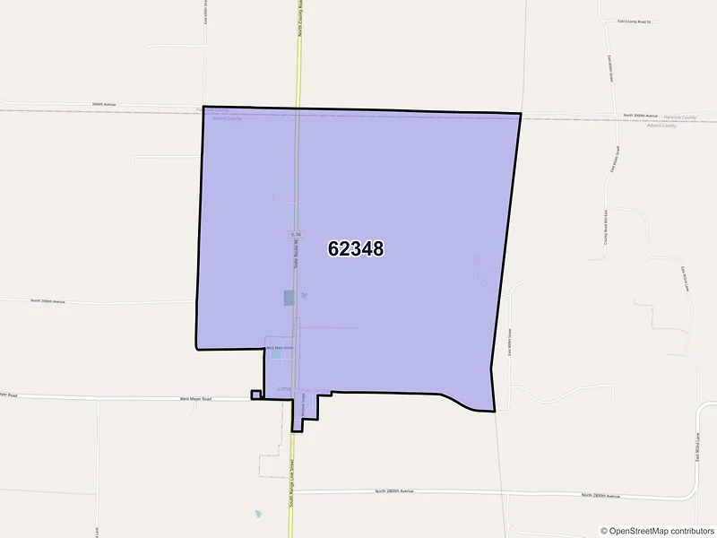 Map of Lima, Illinois and ZIP codes