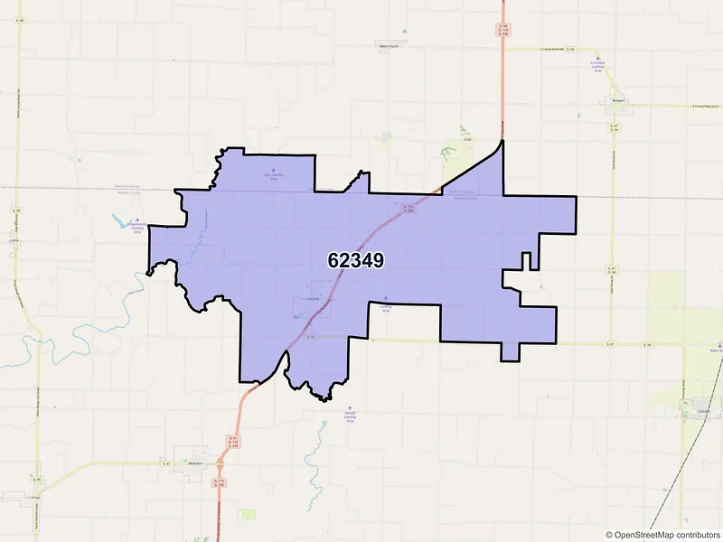 Map of ZIP Code 62349 — Loraine, IL