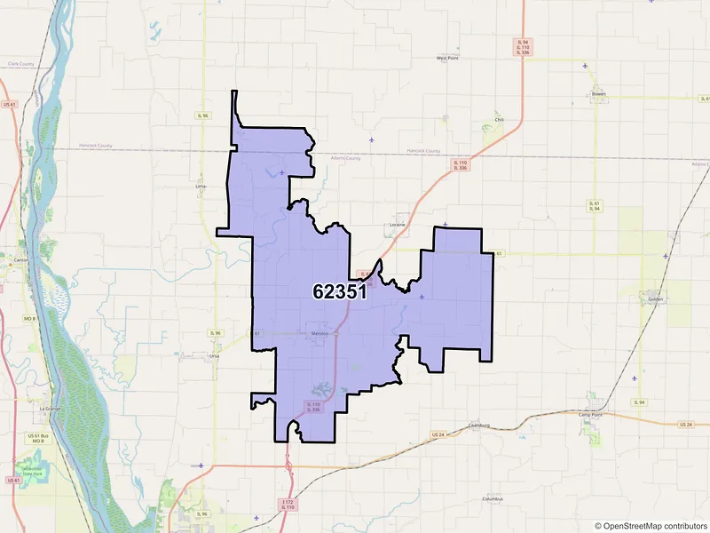 Map of ZIP Code 62351 — Mendon, IL