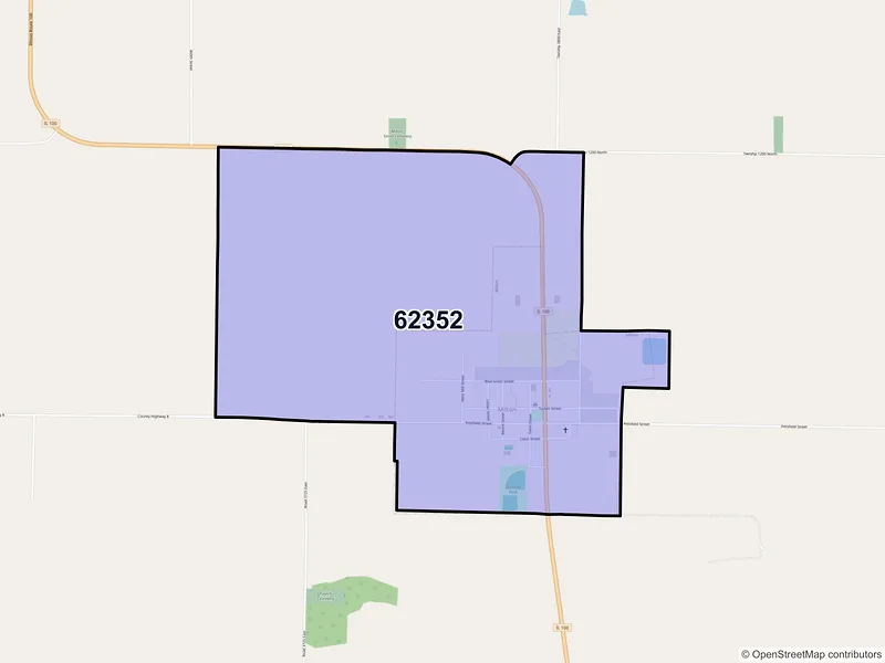 Map of Milton, Illinois and ZIP codes