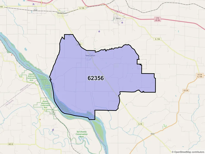 Map of ZIP Code 62356 — New Canton, IL