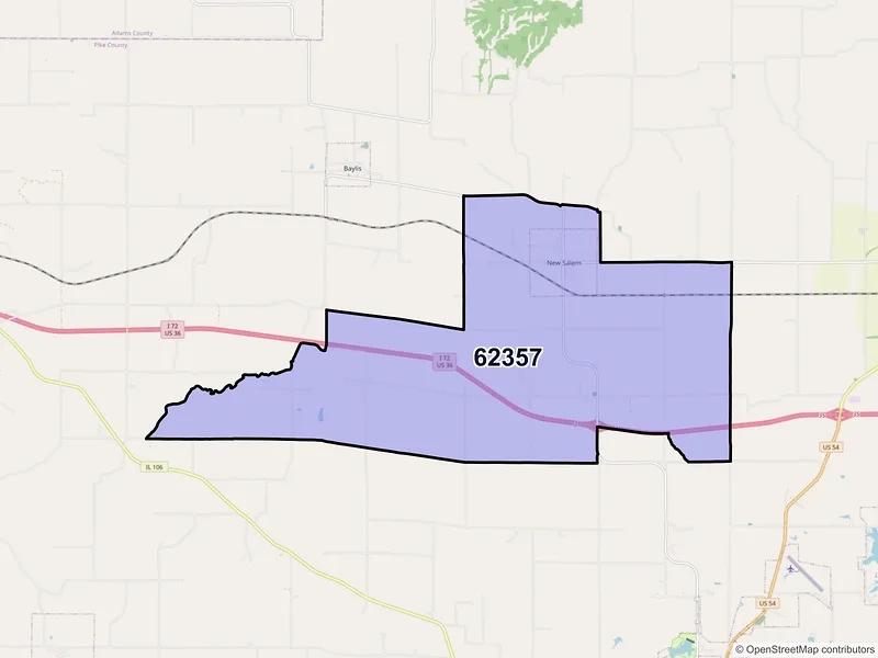Map of ZIP Code 62357 — New Salem, IL
