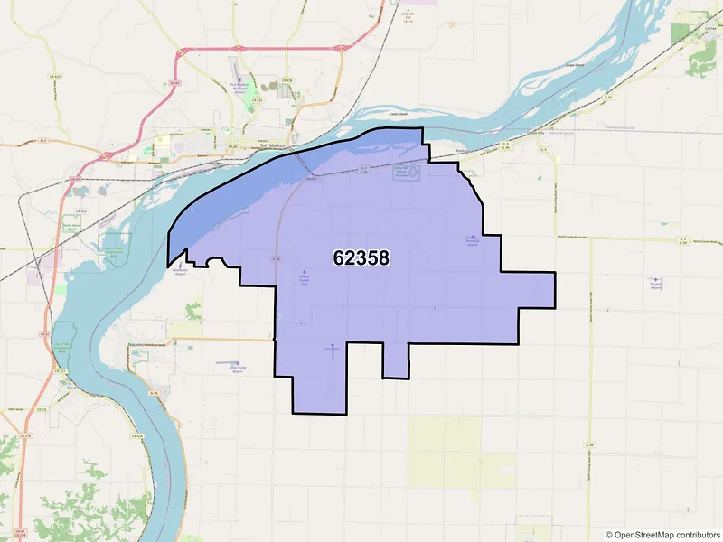 Map of ZIP Code 62358 — Niota, IL