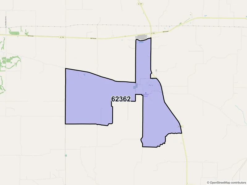 Map of Perry, Illinois and ZIP codes