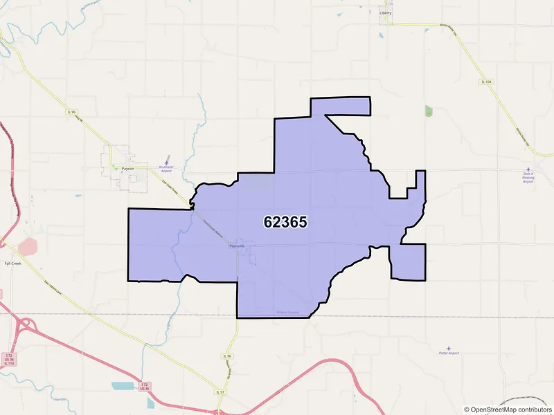 Map of ZIP Code 62365 — Plainville, IL