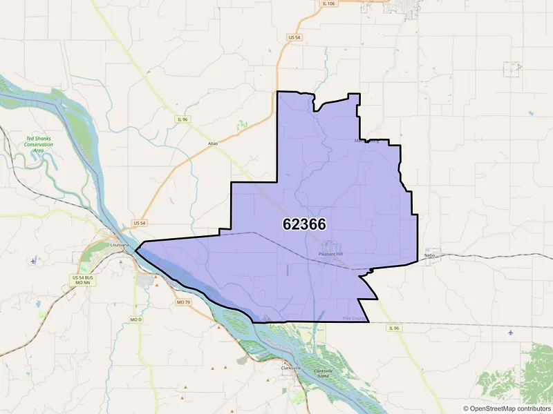 Map of ZIP Code 62366 — Pleasant Hill, IL