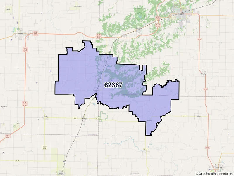 Map of ZIP Code 62367 — Plymouth, IL