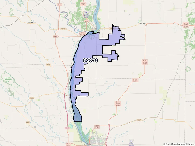 Map of ZIP Code 62379 — Warsaw, IL