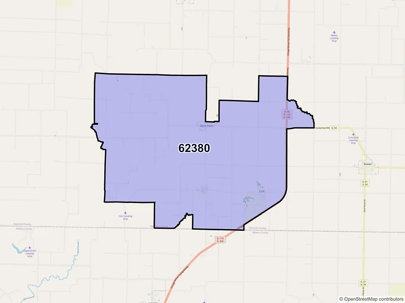 Map of ZIP Code 62380 — West Point, IL