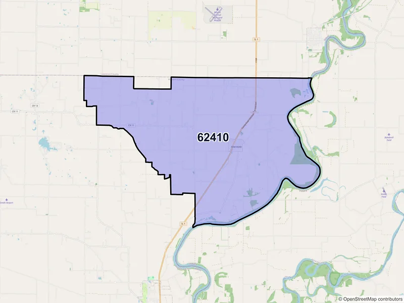 Map of ZIP Code 62410 — Allendale, IL