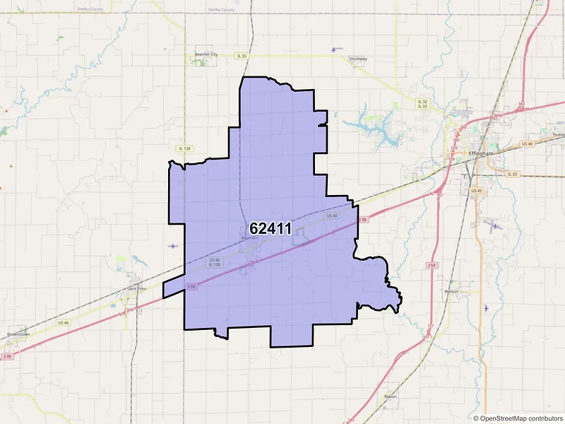 Map of ZIP Code 62411 — Altamont, IL