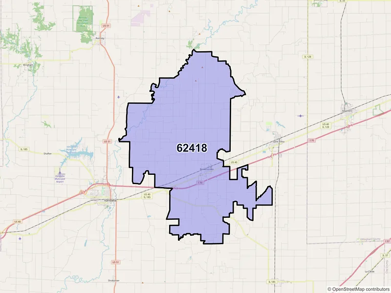 Map of ZIP Code 62418 — Brownstown, IL