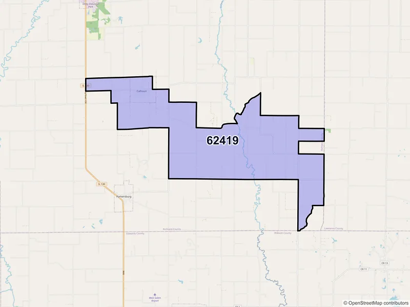 Map of ZIP Code 62419 — Calhoun, IL