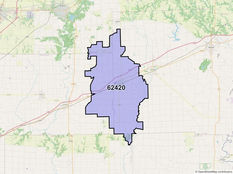 Map of ZIP Code 62420 — Casey, IL