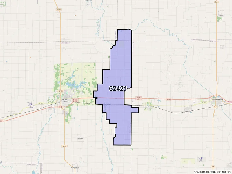 Map of ZIP Code 62421 — Claremont, IL