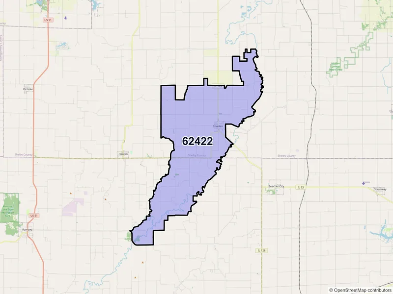 Map of ZIP Code 62422 — Cowden, IL