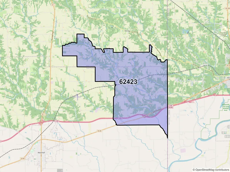 Map of ZIP Code 62423 — Dennison, IL