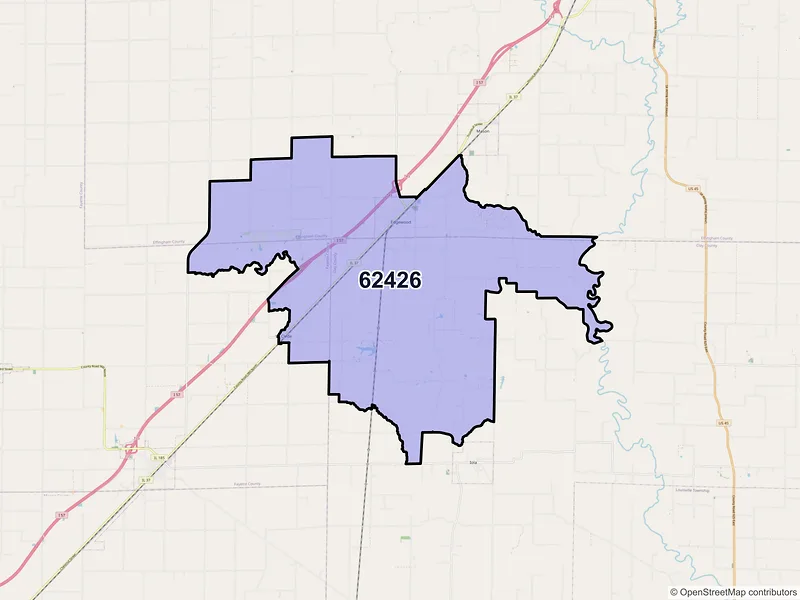 Map of Edgewood, Illinois and ZIP codes