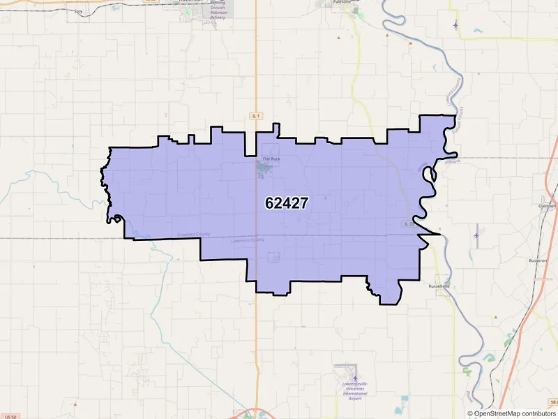 Map of Flat Rock, Illinois and ZIP codes