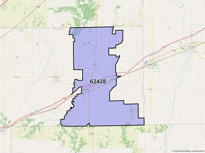 Map of ZIP Code 62428 — Greenup, IL