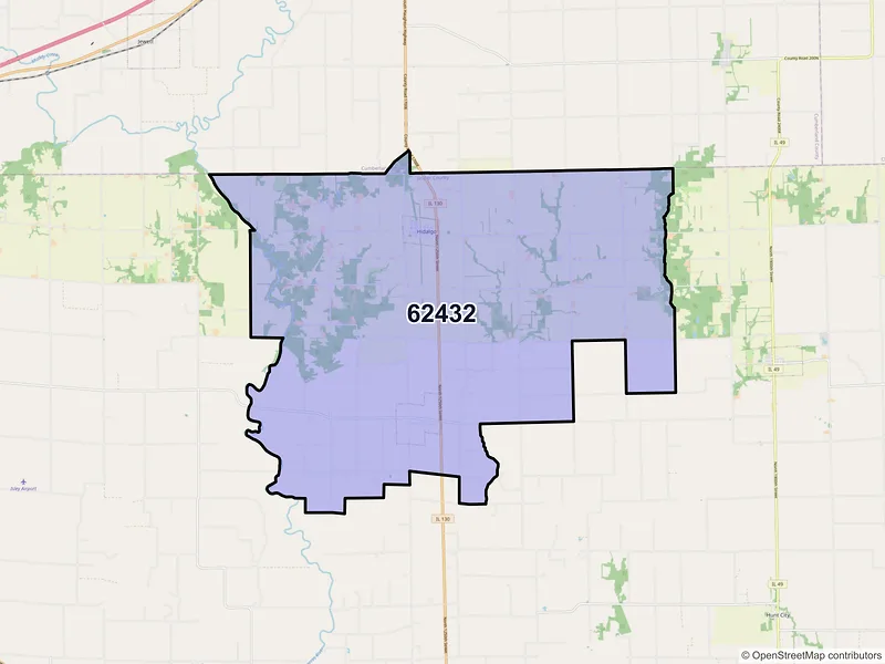 Map of ZIP Code 62432 — Hidalgo, IL
