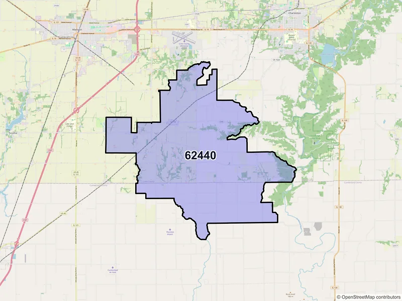 Map of ZIP Code 62440 — Lerna, IL