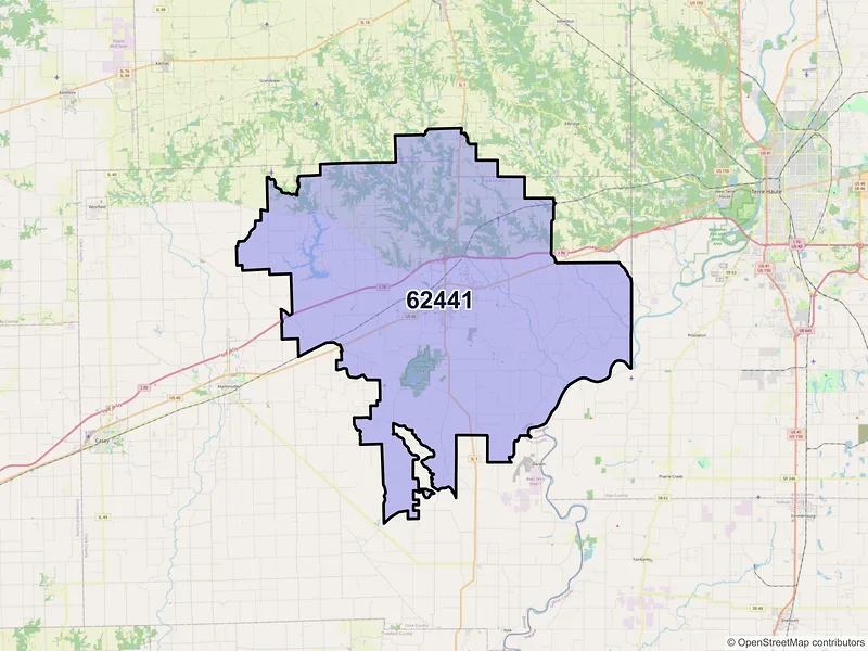 Map of Marshall, Illinois and ZIP codes