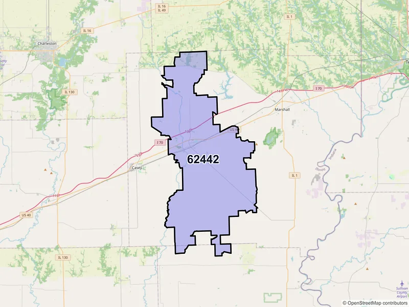 Map of ZIP Code 62442 — Martinsville, IL