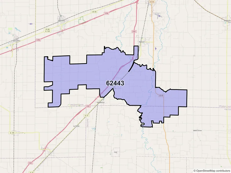 Map of ZIP Code 62443 — Mason, IL