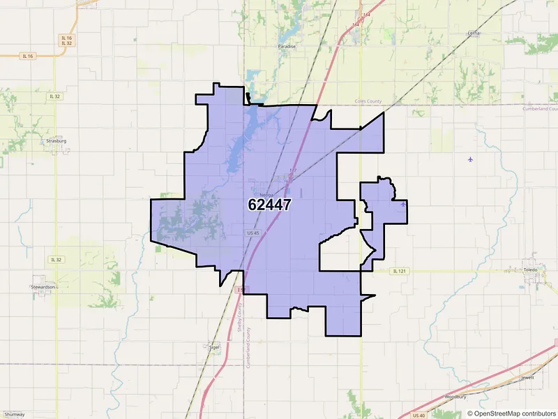 Map of ZIP Code 62447 — Neoga, IL
