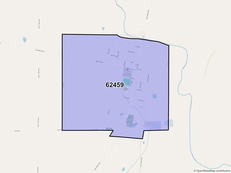 Map of Sainte Marie, Illinois and ZIP codes
