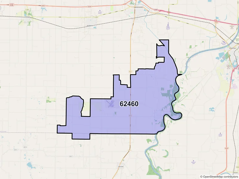Map of ZIP Code 62460 — Saint Francisville, IL
