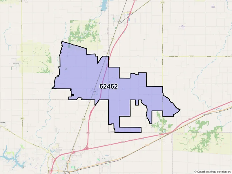 Map of ZIP Code 62462 — Sigel, IL