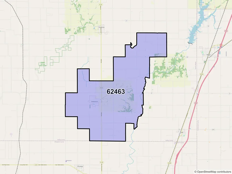 Map of ZIP Code 62463 — Stewardson, IL