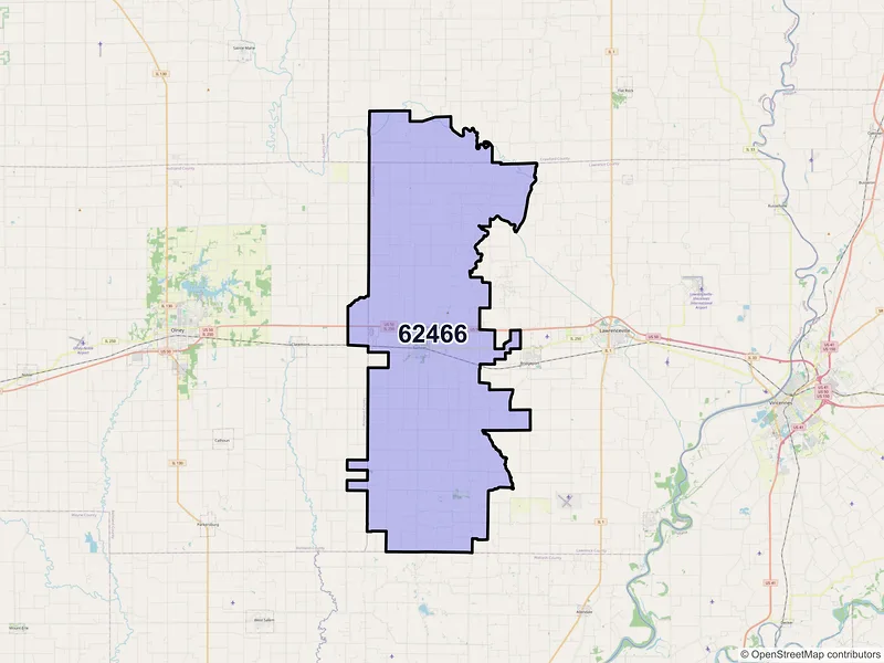 Map of ZIP Code 62466 — Sumner, IL