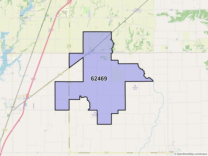Map of ZIP Code 62469 — Trilla, IL